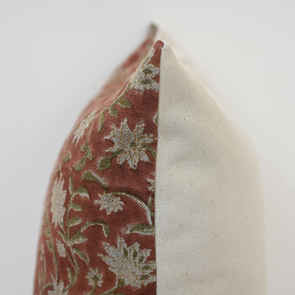 Molly Soft Sage Linen Block Print Pillow Cover