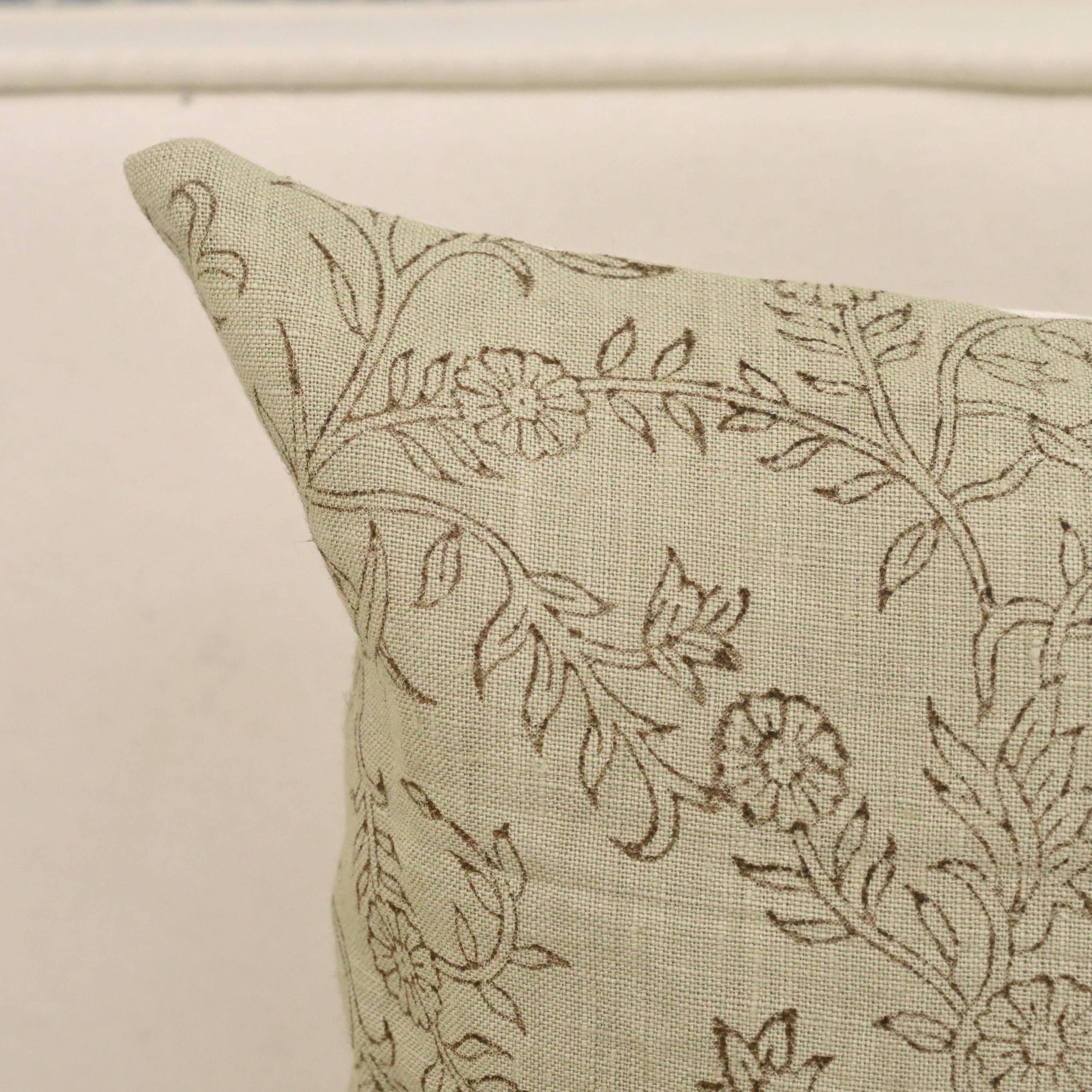 Rustica Block Print Linen Pillow Cover
