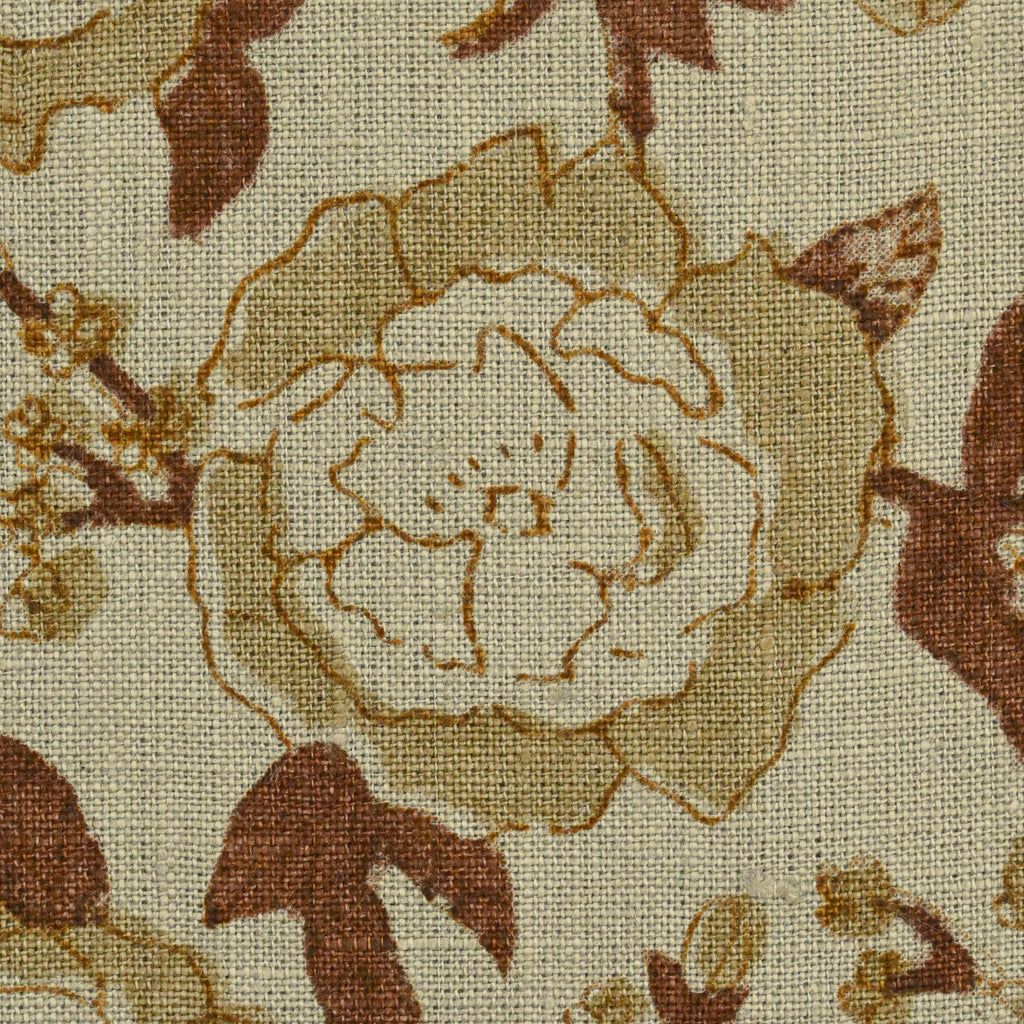 Hidden zipper and corner detail of sage rust linen pillow cover