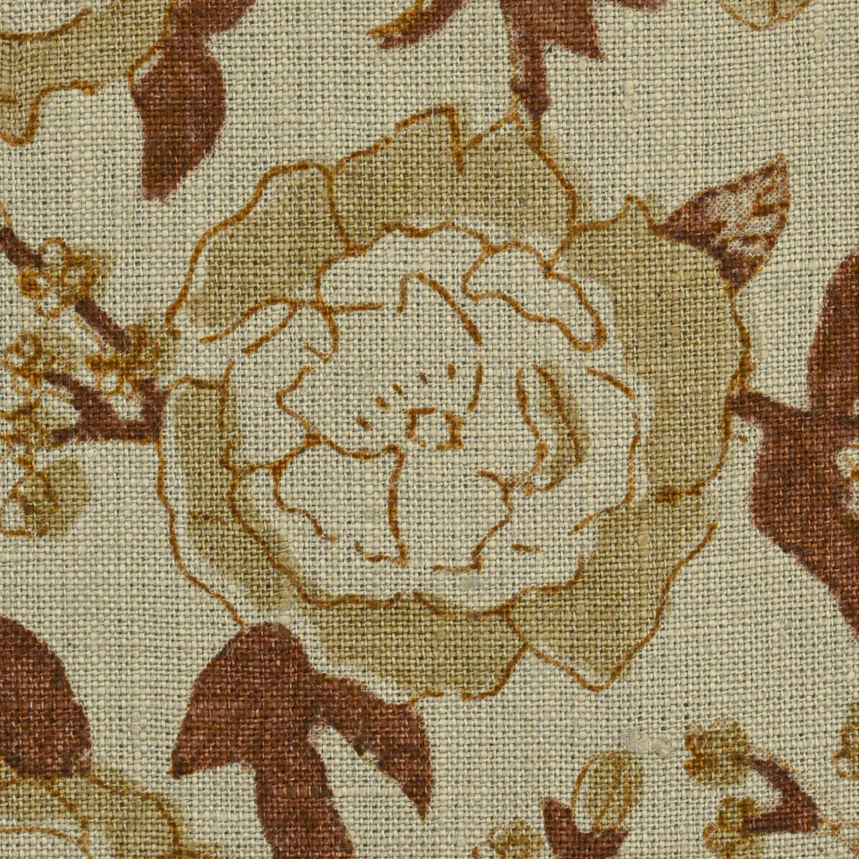 Hidden zipper and corner detail of sage rust linen pillow cover