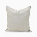 Light grey solid linen pillow cover, front view on white background