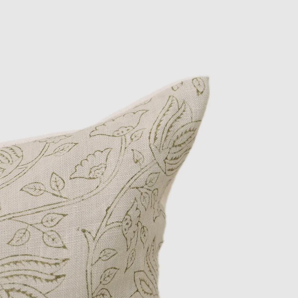 Willow Floral Block Print Linen Pillow Cover