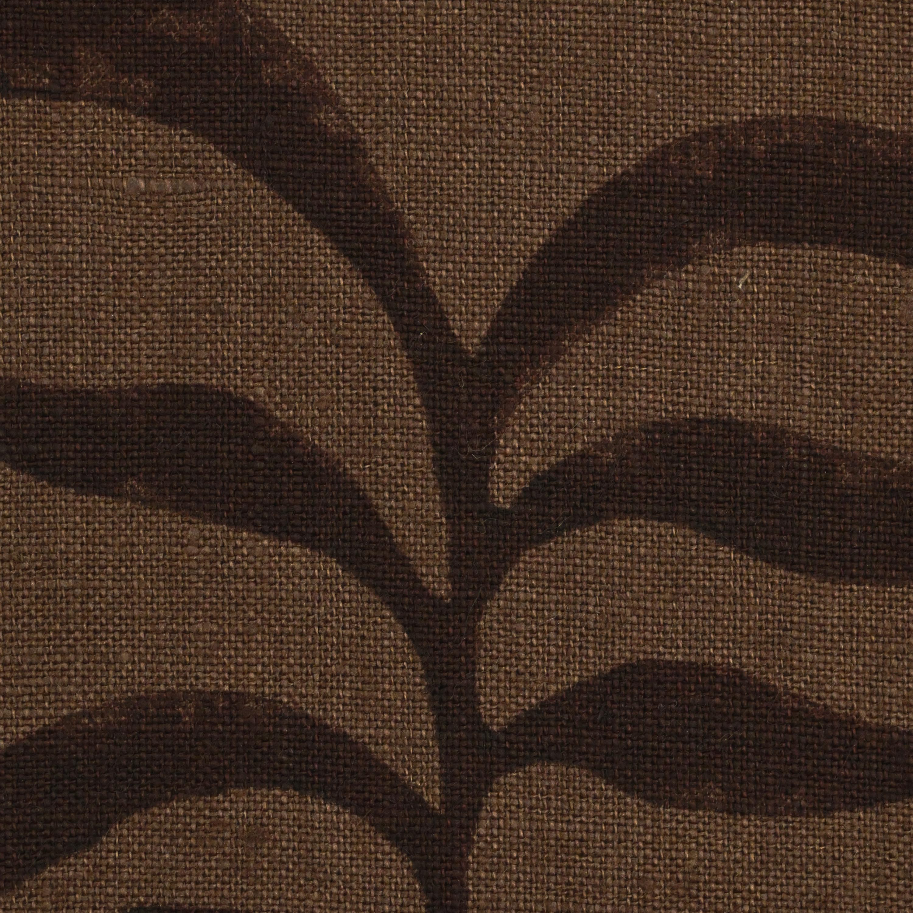 Front view of chestnut brown vertical fern trail cushion cover