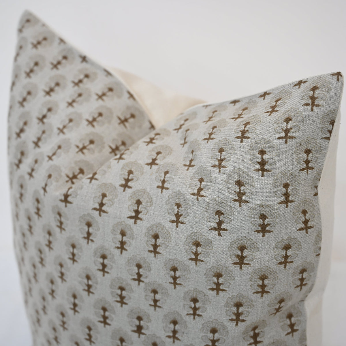 Summer Chestnut Linen Block Print Pillow Cover