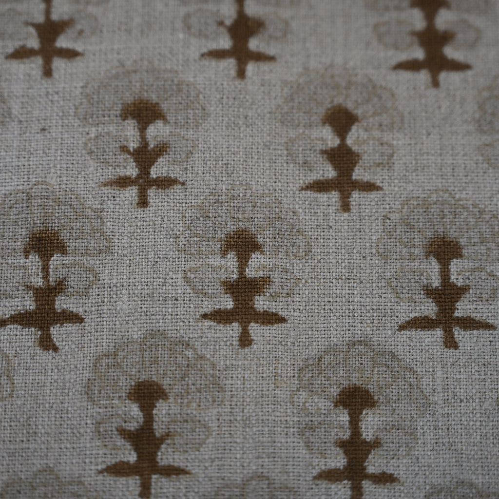 Summer Chestnut Linen Block Print Pillow Cover