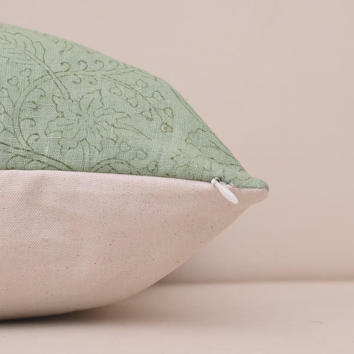 Oliva Hand Block Print Linen Pillow Cover