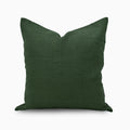 Forest green solid linen pillow cover, front view showing deep green tone