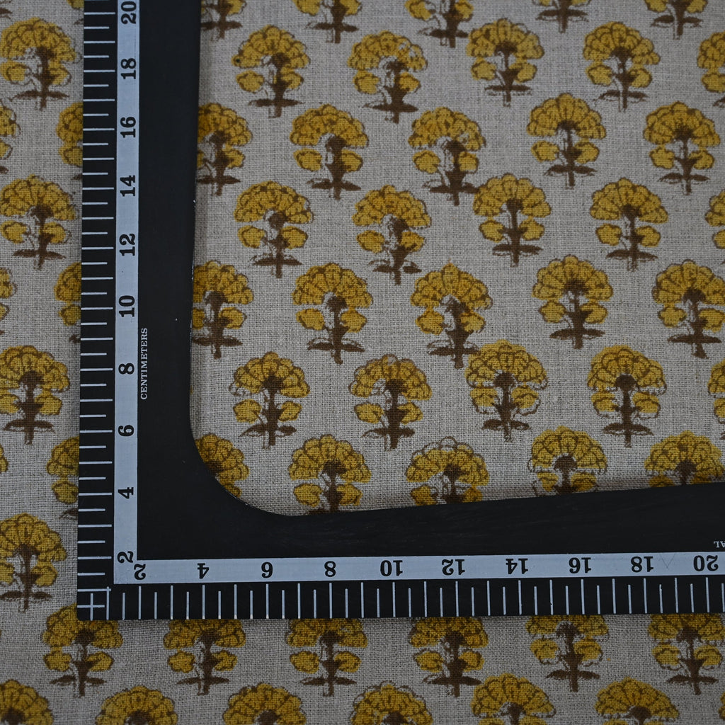 Summer Mustard  Linen Block Print Pillow Cover