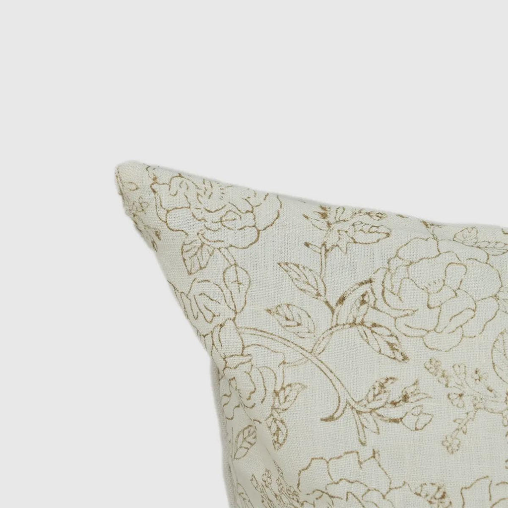 Vireo Hand Block Print Linen Pillow Cover