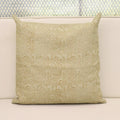 Sage green chintz vine block print linen pillow cover styled on a sofa