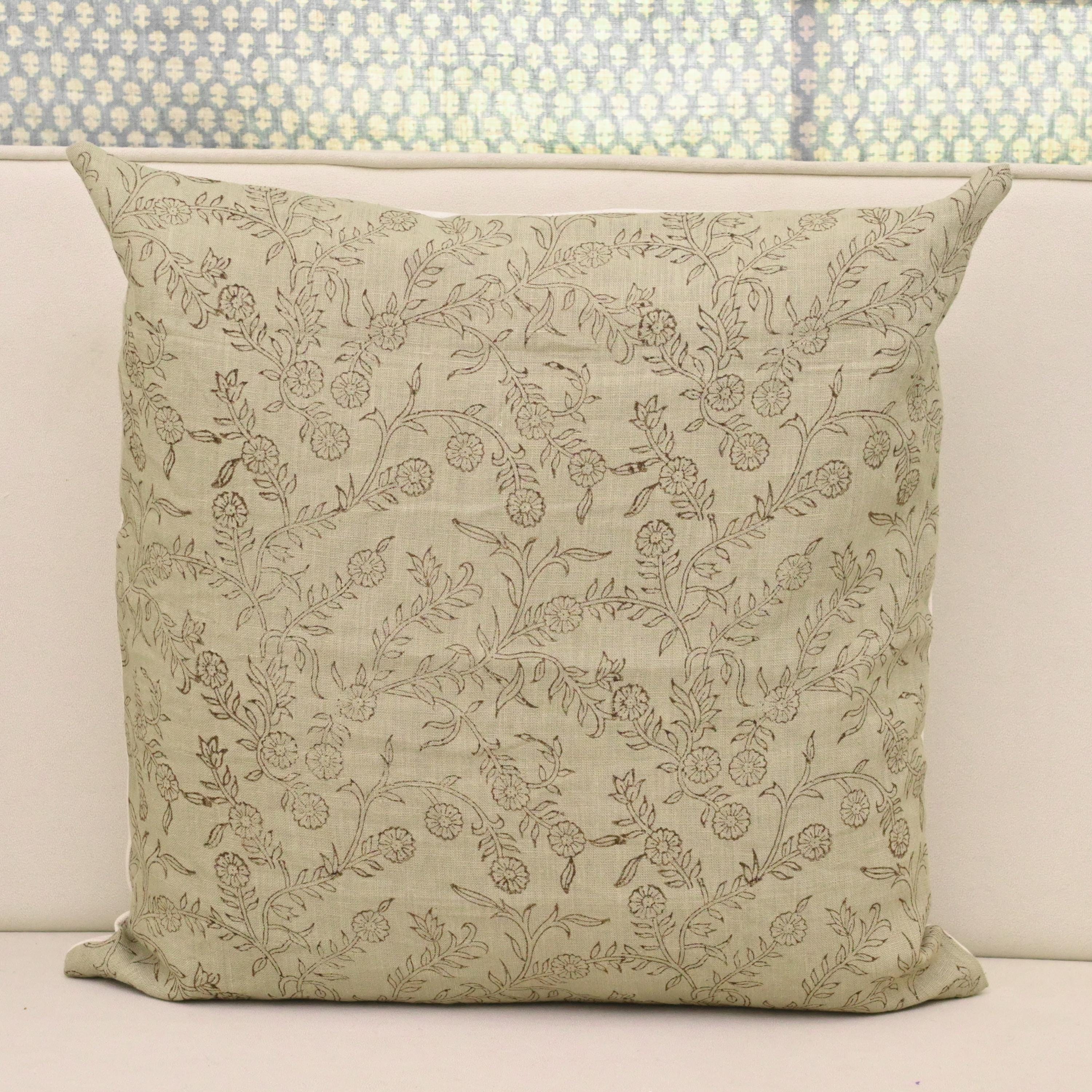 Rustica Block Print Linen Pillow Cover