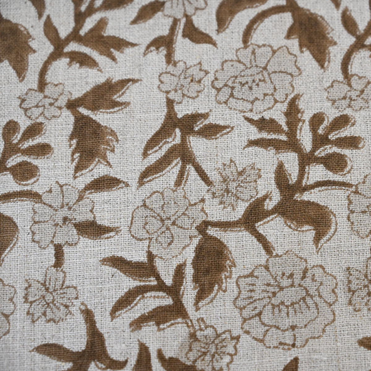 Kara Chestnut Linen Block Print Pillow Cover