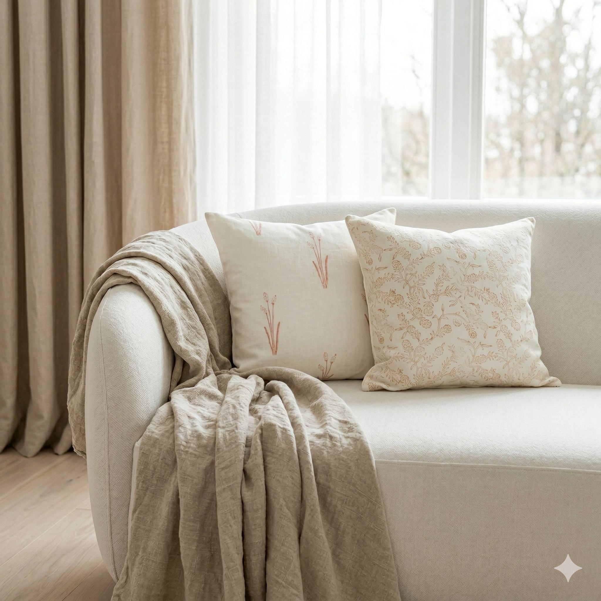 Meadow Floral Block Print Linen Pillow Cover