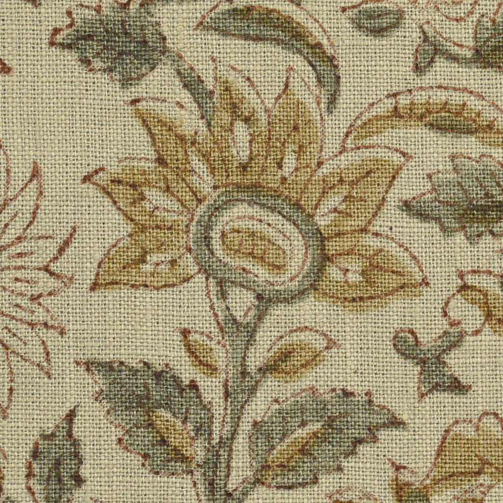 Hidden zipper and corner detail of sage rust linen pillow cover