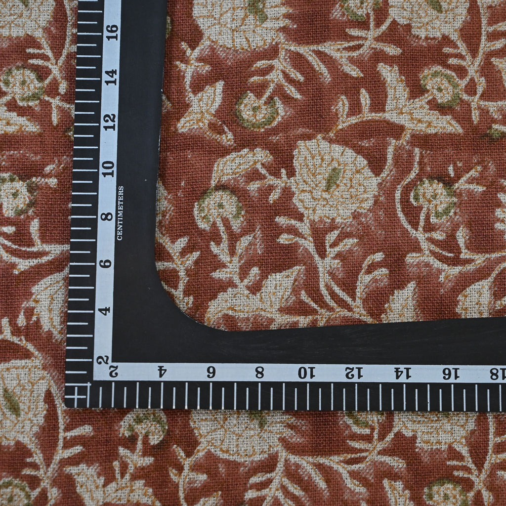 Eliza Rust Linen Block Print Pillow Cover