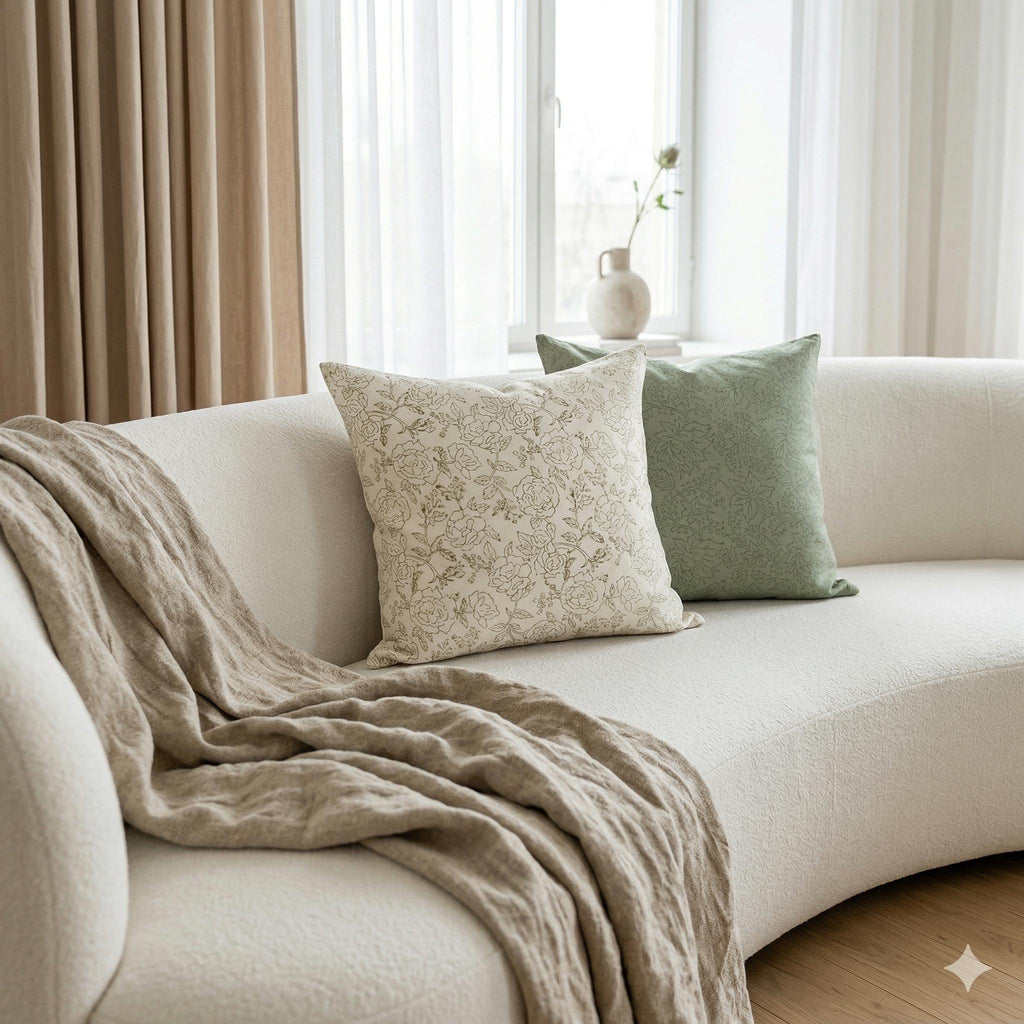 Vireo Hand Block Print Linen Pillow Cover