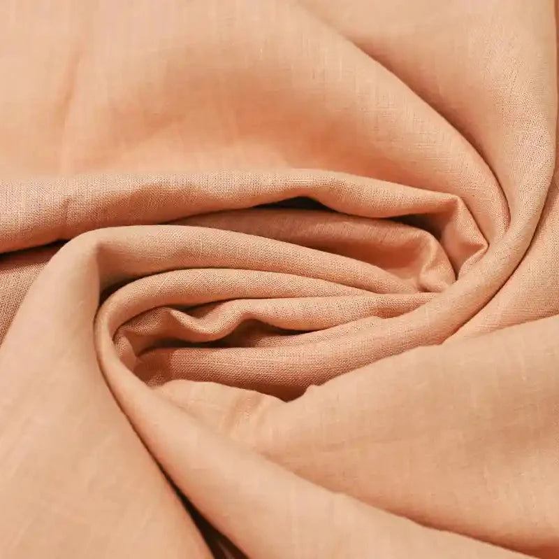 Mara Peach Solid  Linen Fabric