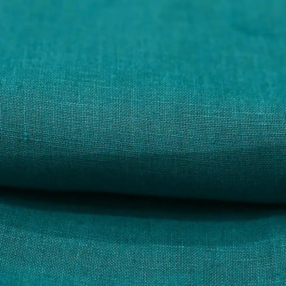Aira Teal solid Linen Fabric