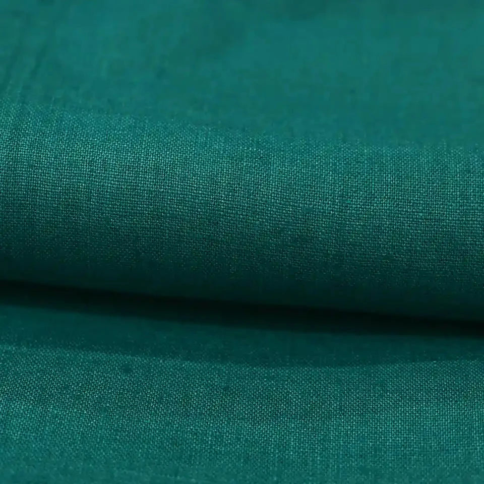 Milo Deep Teal solid Linen Fabric
