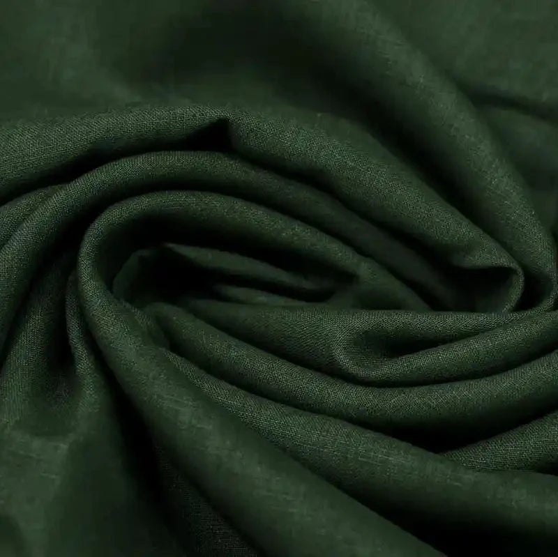 Aral Dark Forest Green Solid Linen Fabric