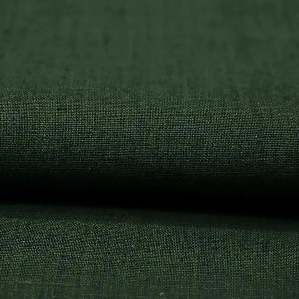 Aral Dark Forest Green Solid Linen Fabric