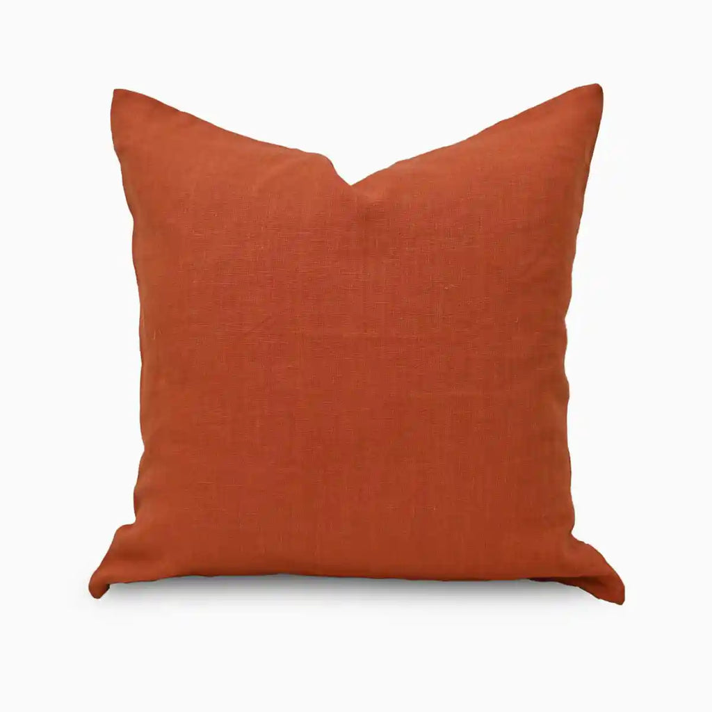 Leno  Rust  Solid Linen Pillow Cover