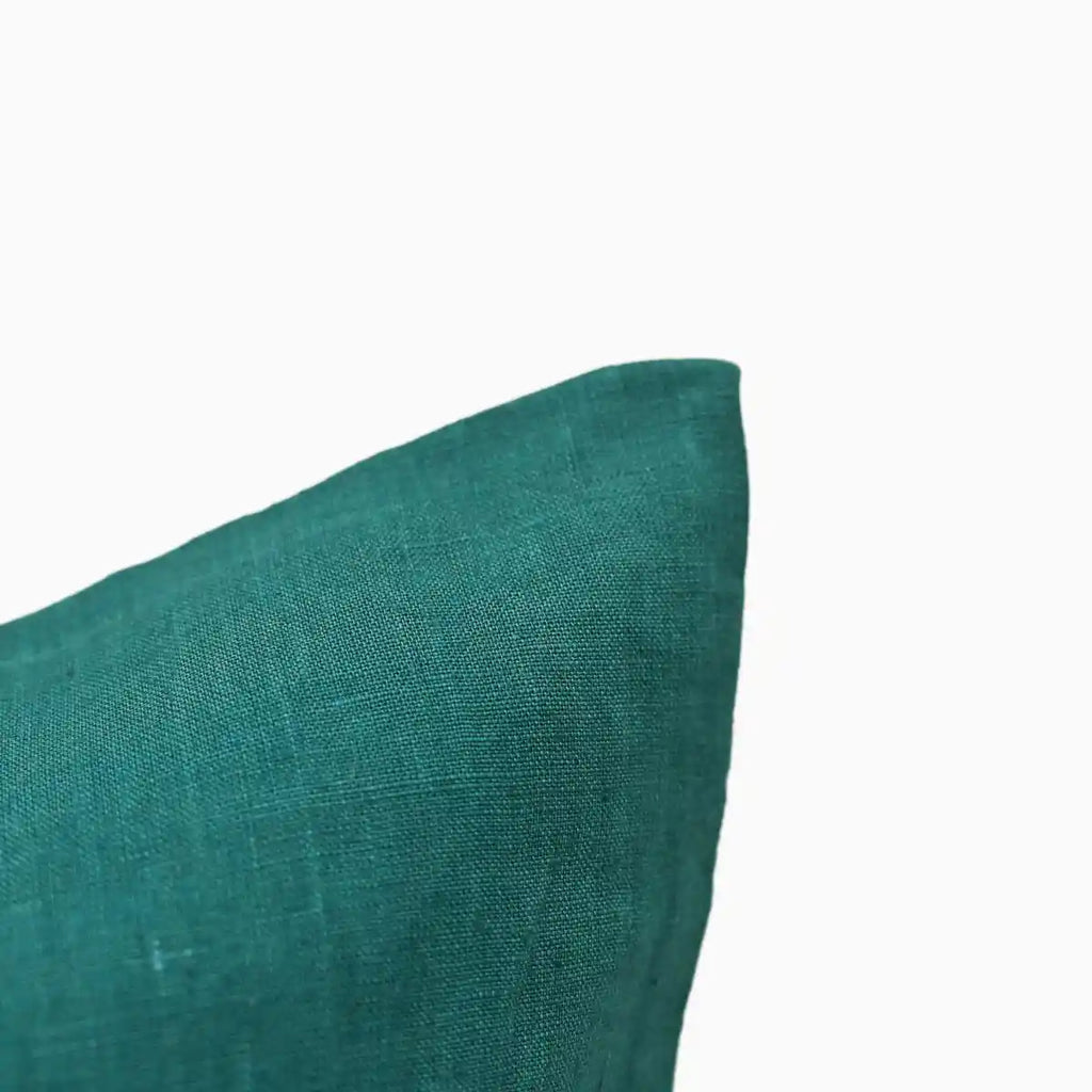 Milo Deep Teal solid Linen Pillow Cover