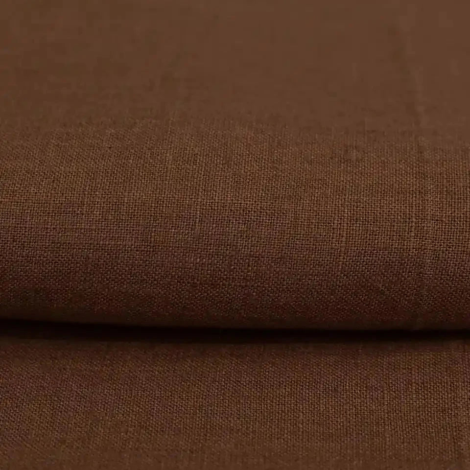 Nadoj Brown  solid Linen Fabric