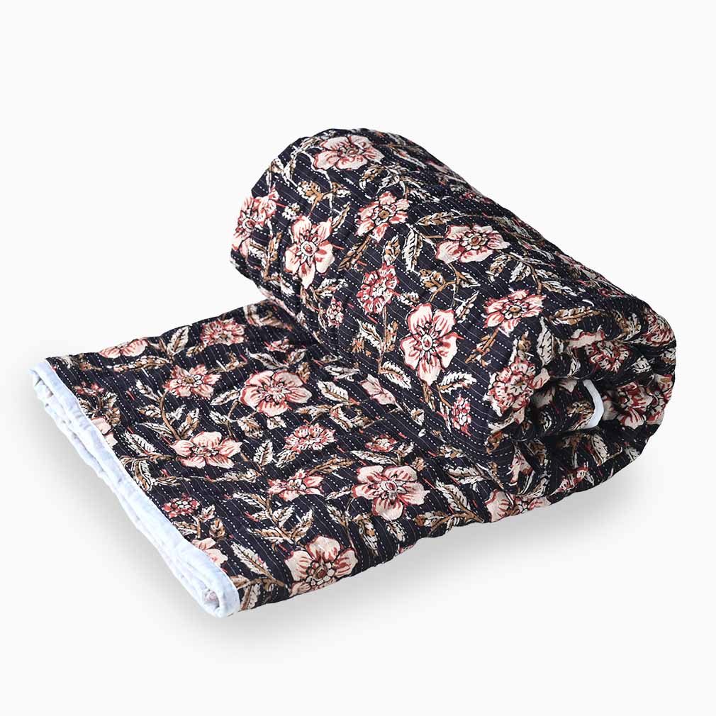 Golden Hand Block Printed Quilt