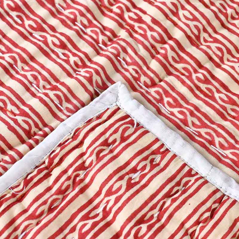 Scarlet Carnation Hand Block Printed Quilt