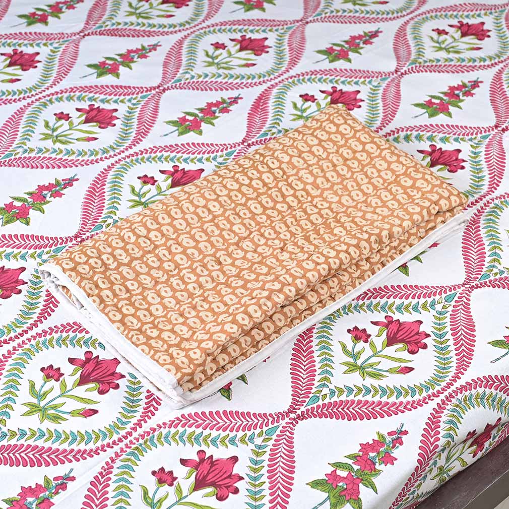 Hydrongea Hand Block Printed Quilt
