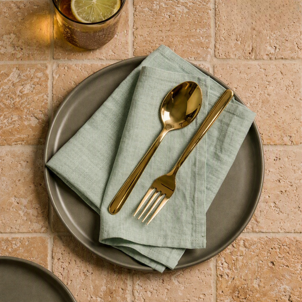Mossmere Sage Green Solid Linen Napkins