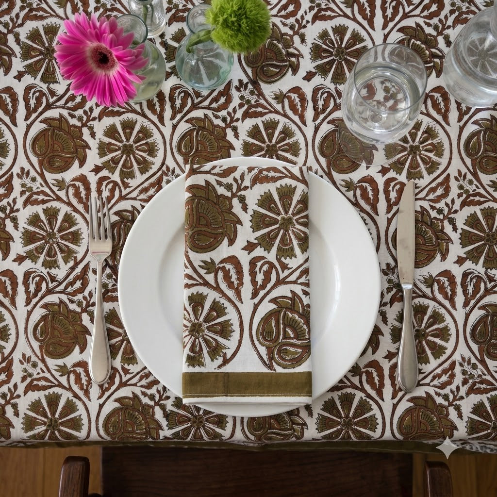 Moss Green Medallion Table Napkin