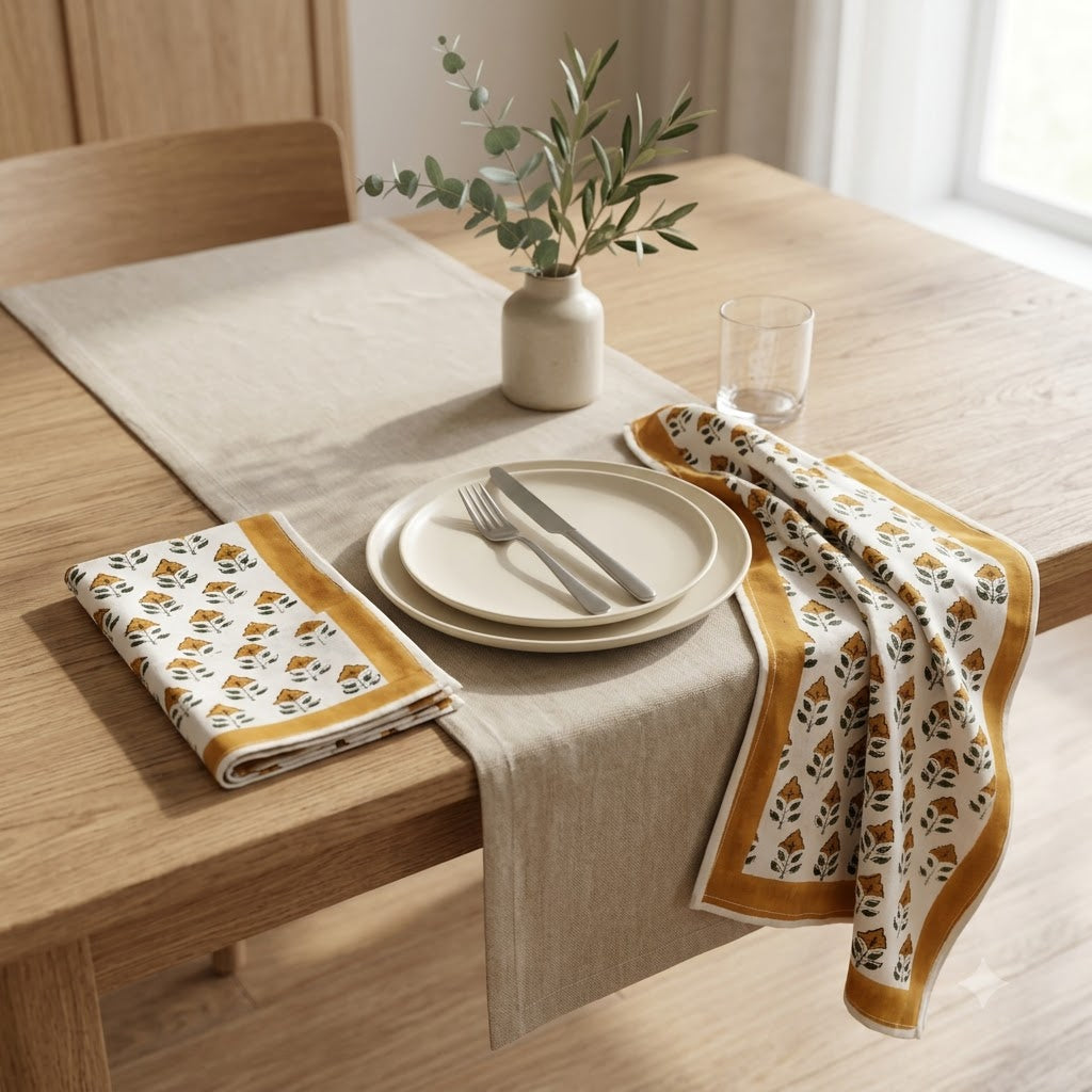 Vintage Amber Floral Table Napkin