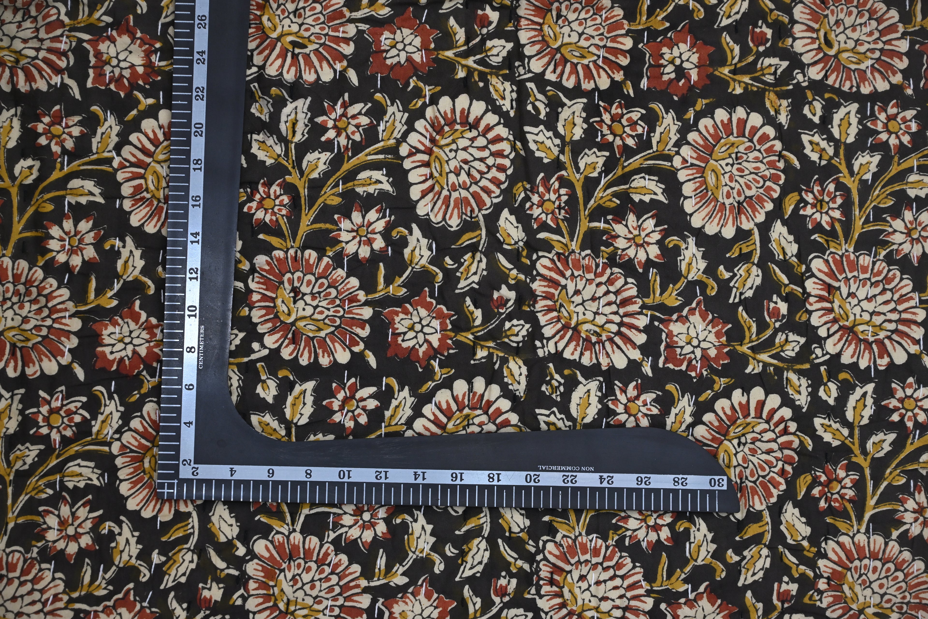 Andrea Ice Blue Floral Hand Block Print Cotton Quilt