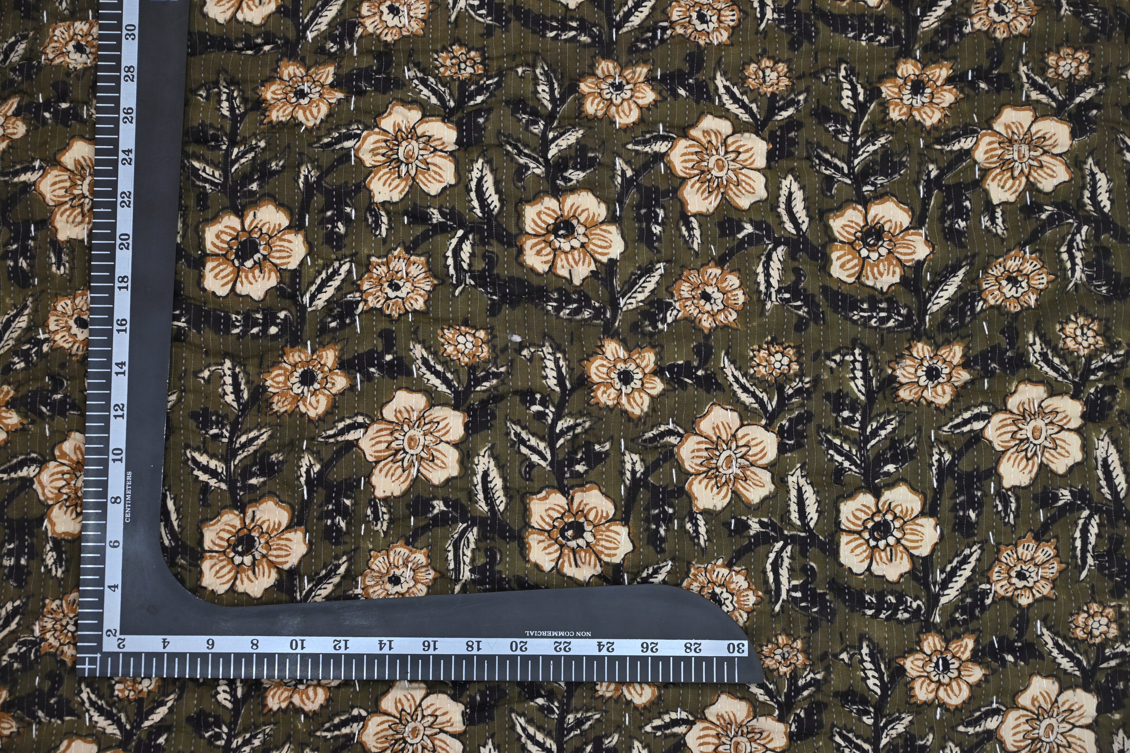Andrea Ice Blue Floral Hand Block Print Cotton Quilt