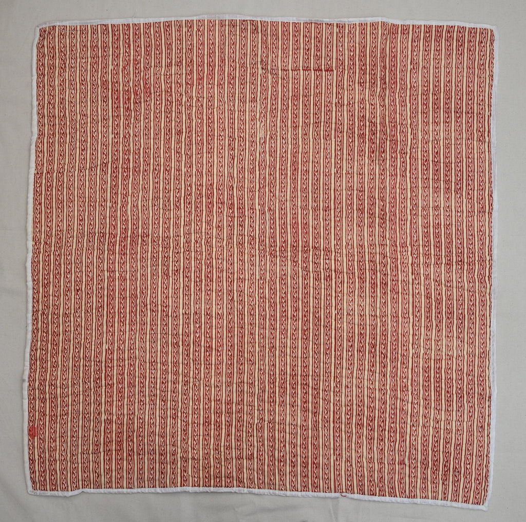 Yellow & Red Mughal Floral Hand Block Print Cotton Quilt