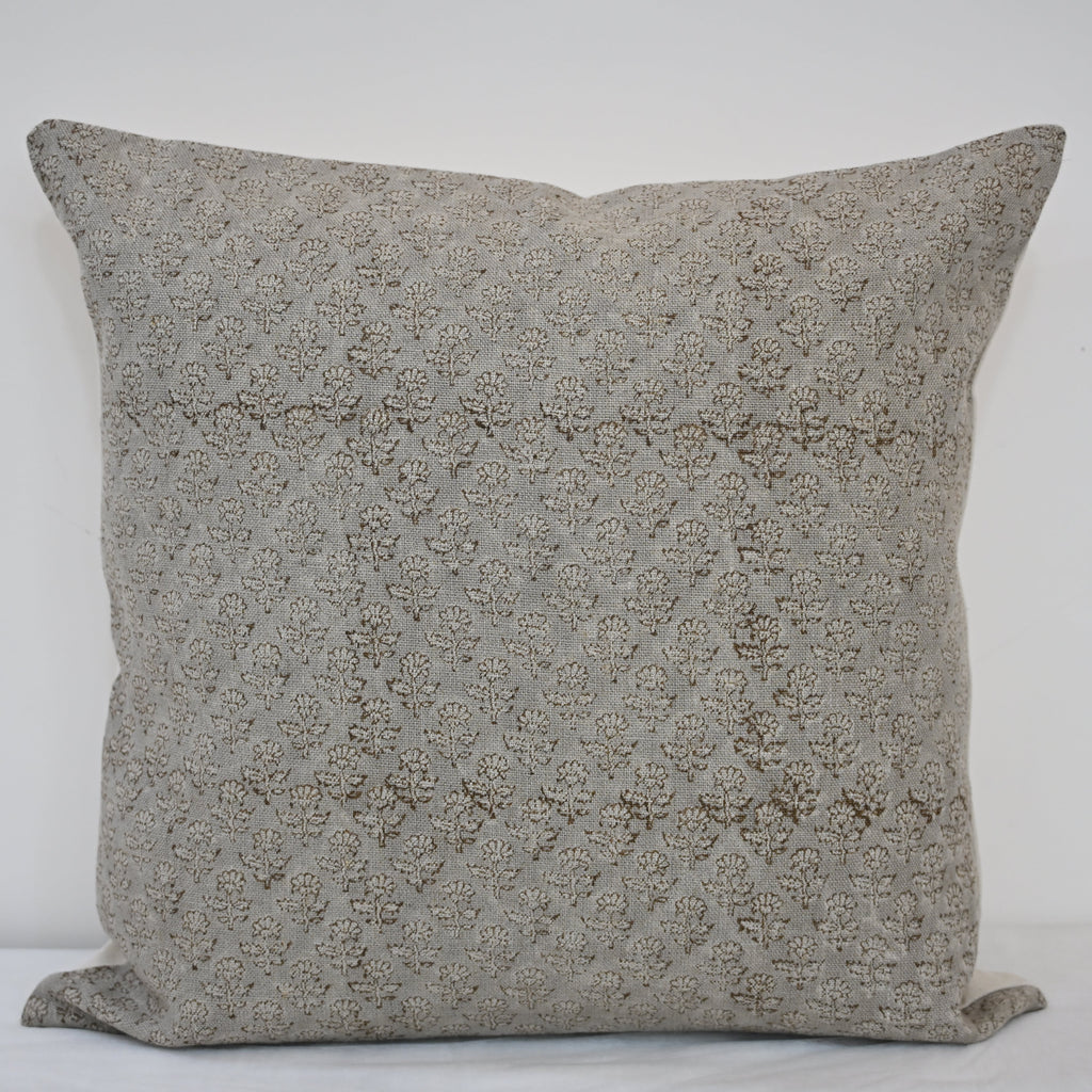 Makayla Chestnut Linen Block Print Pillow Cover
