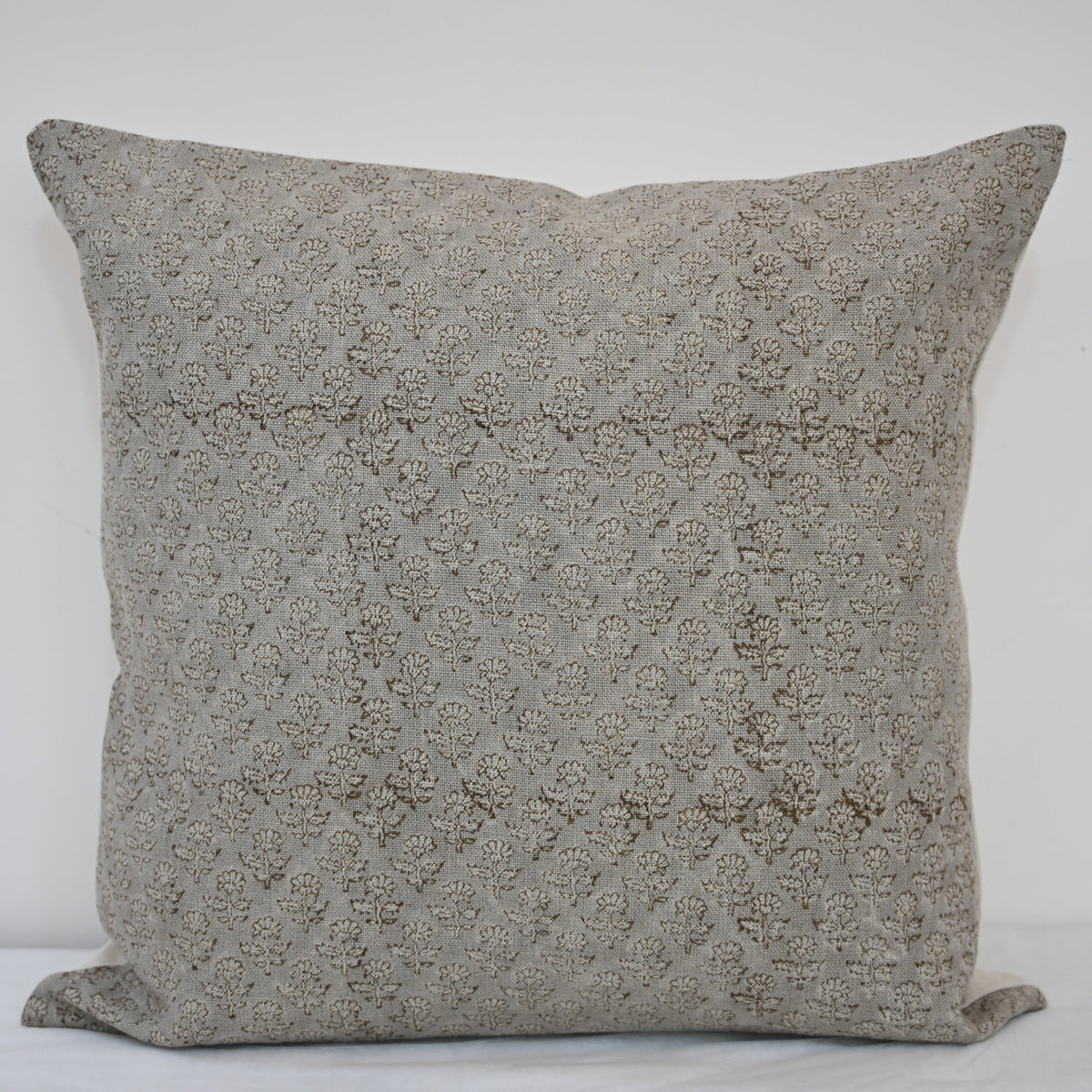Makayla Chestnut Linen Block Print Pillow Cover