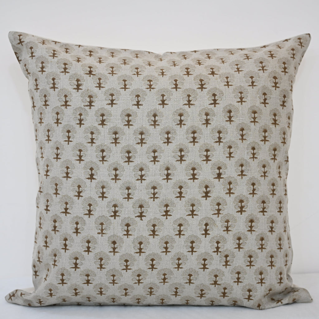 Summer Chestnut Linen Block Print Pillow Cover