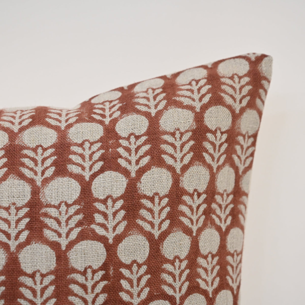 Vivian  Rust Linen Block Print Pillow Cover