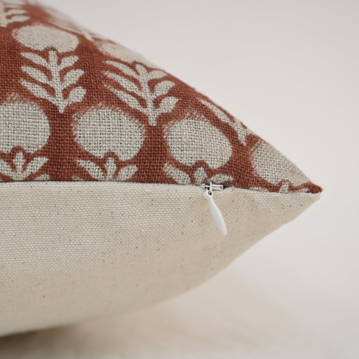 Vivian  Rust Linen Block Print Pillow Cover