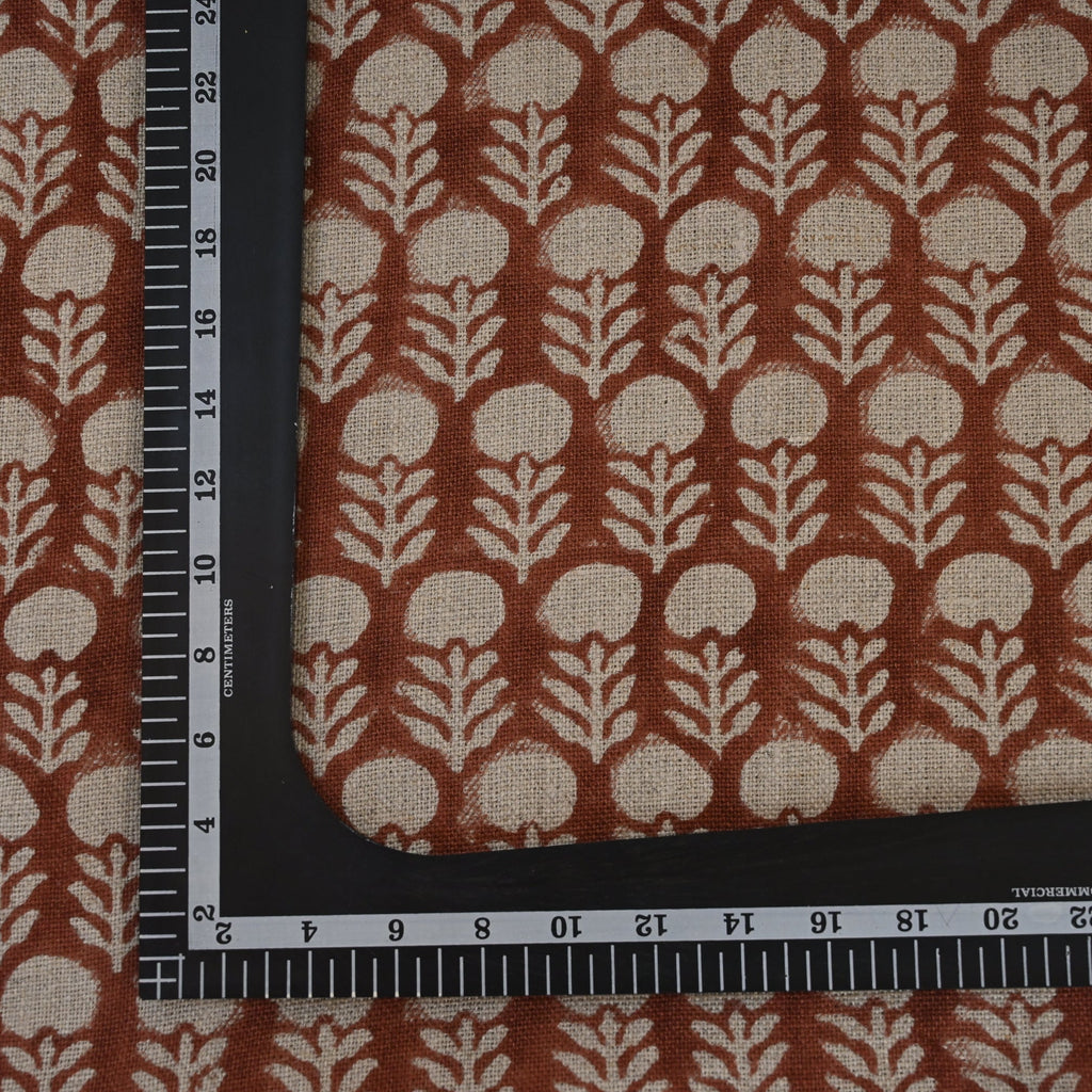 Vivian  Rust Linen Block Print Pillow Cover
