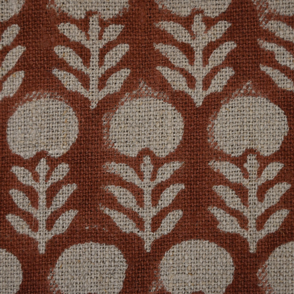 Vivian  Rust Linen Block Print Pillow Cover