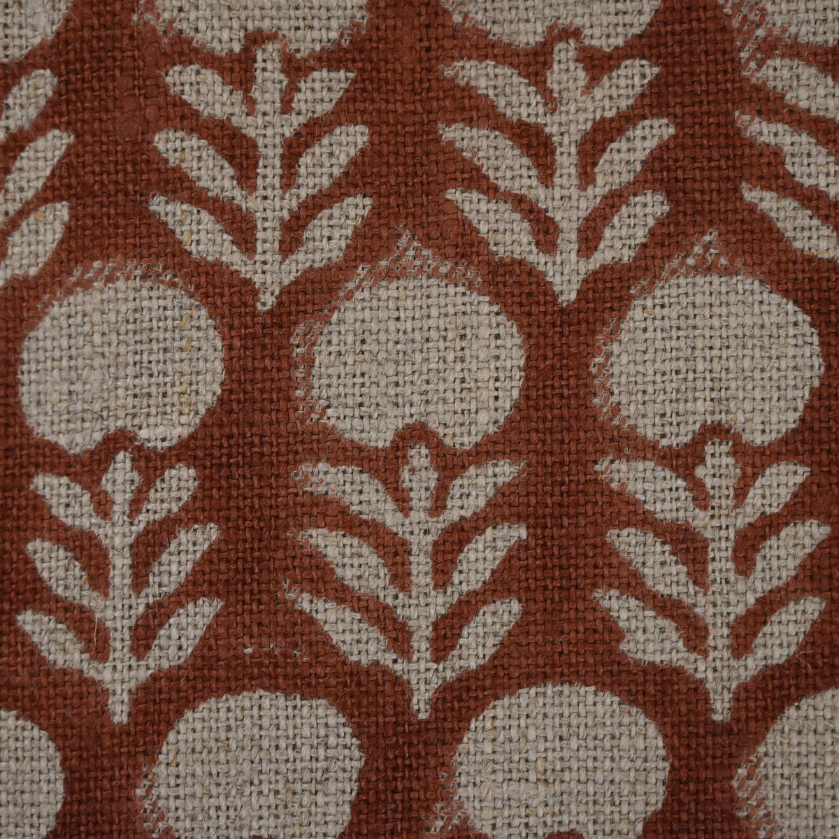 Vivian  Rust Linen Block Print Pillow Cover