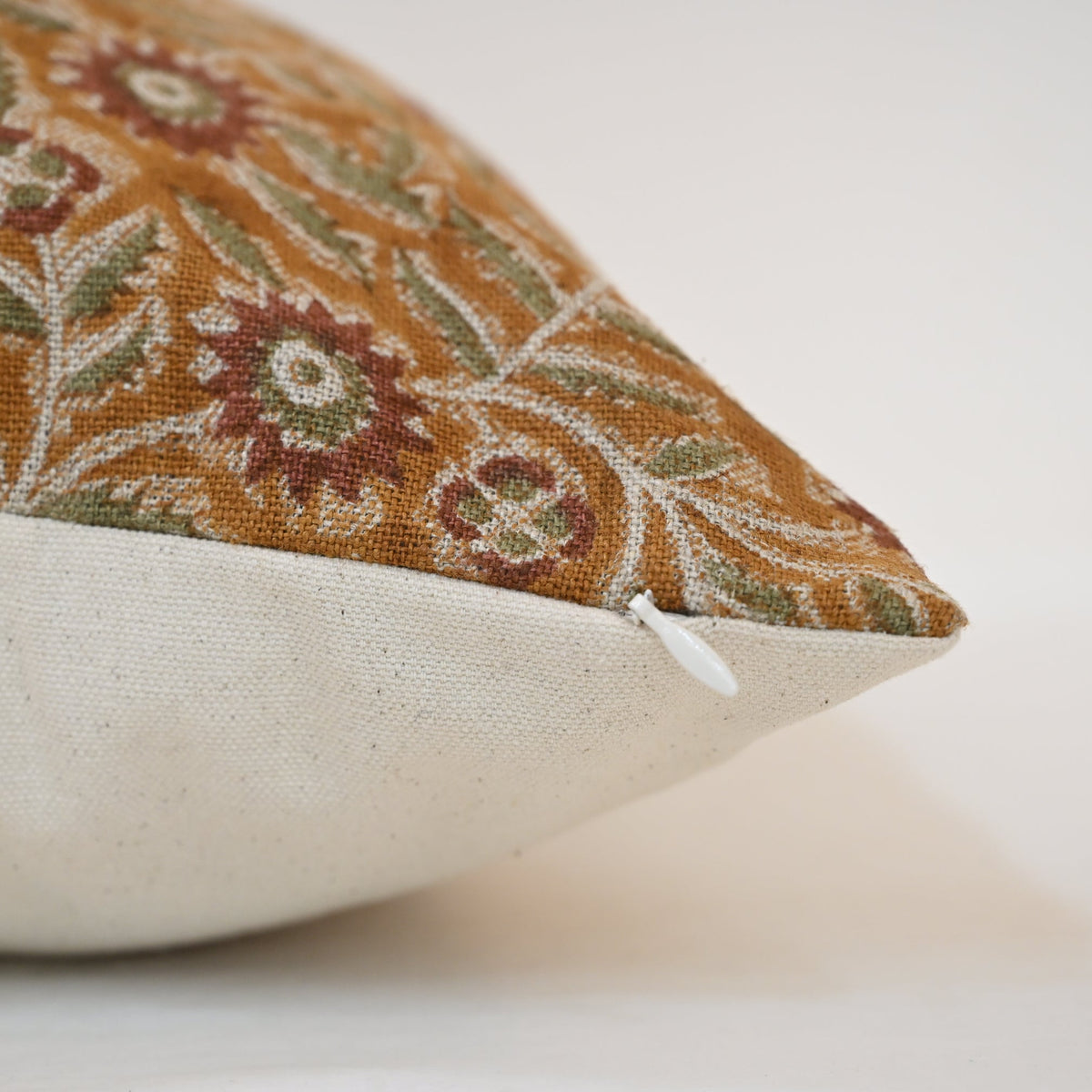 Vanessa  Rust  Linen Block Print Pillow Cover