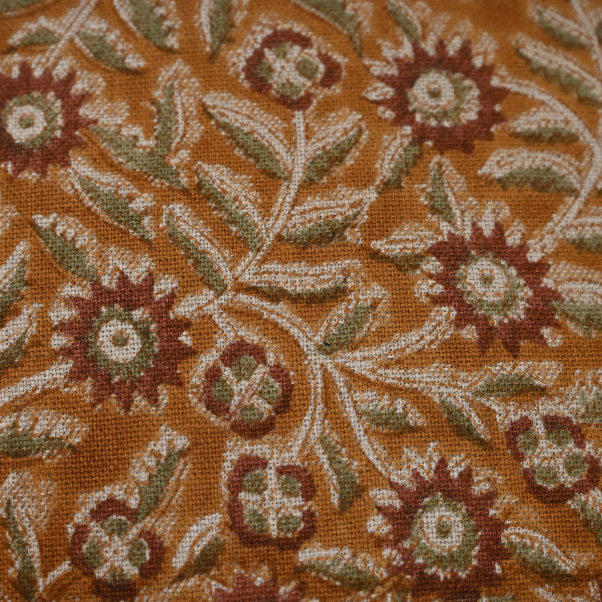 Vanessa  Rust  Linen Block Print Pillow Cover