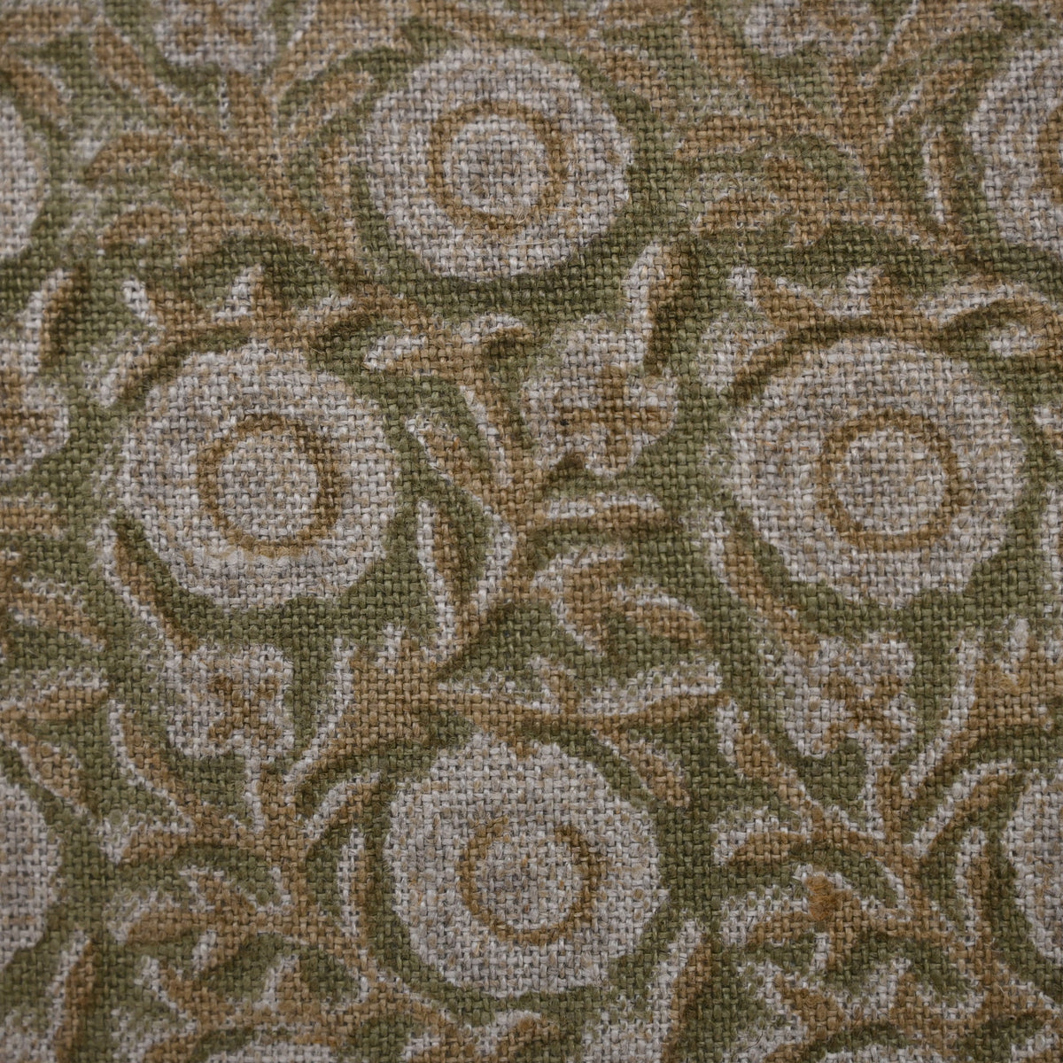 Valerie Moss Green Linen Block Print Pillow Cover