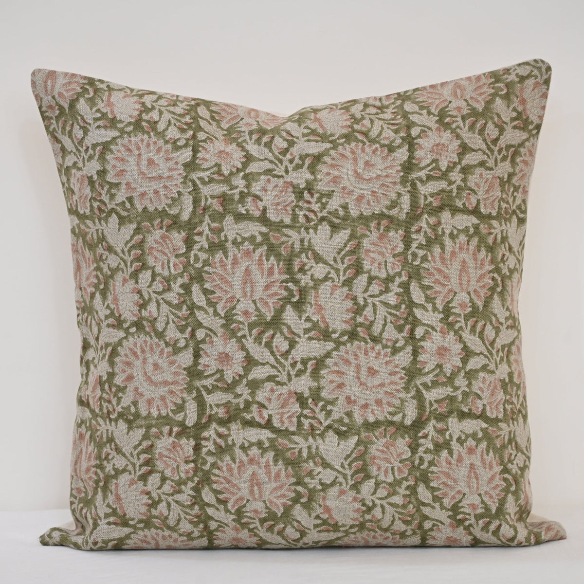 Jocelyn Dusty Linen Block Print Pillow Cover