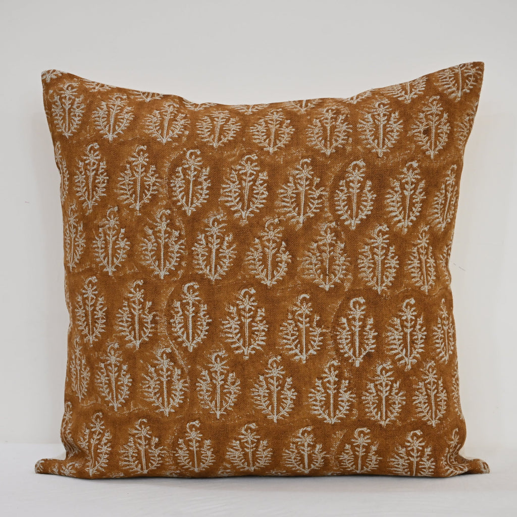 Trinity Ivory Linen Block Print Pillow Cover